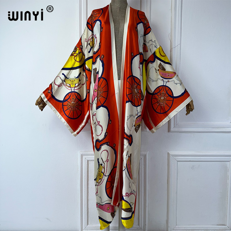 Cover Up Kaftan - WINYI Kimono à imprimé bohème, cardigan