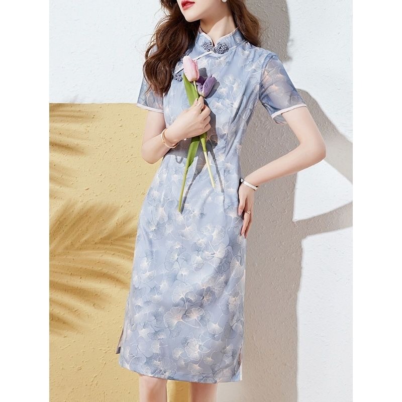 Robe Cheongsam pour femmes, bl - Midi Skirt Floral avis et prix