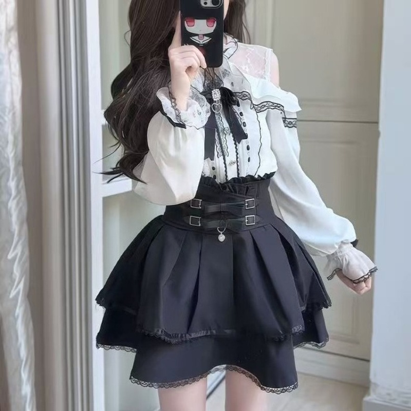 Ensemble gothique japonais Y2k - Blouse Off Shoulder avis et prix