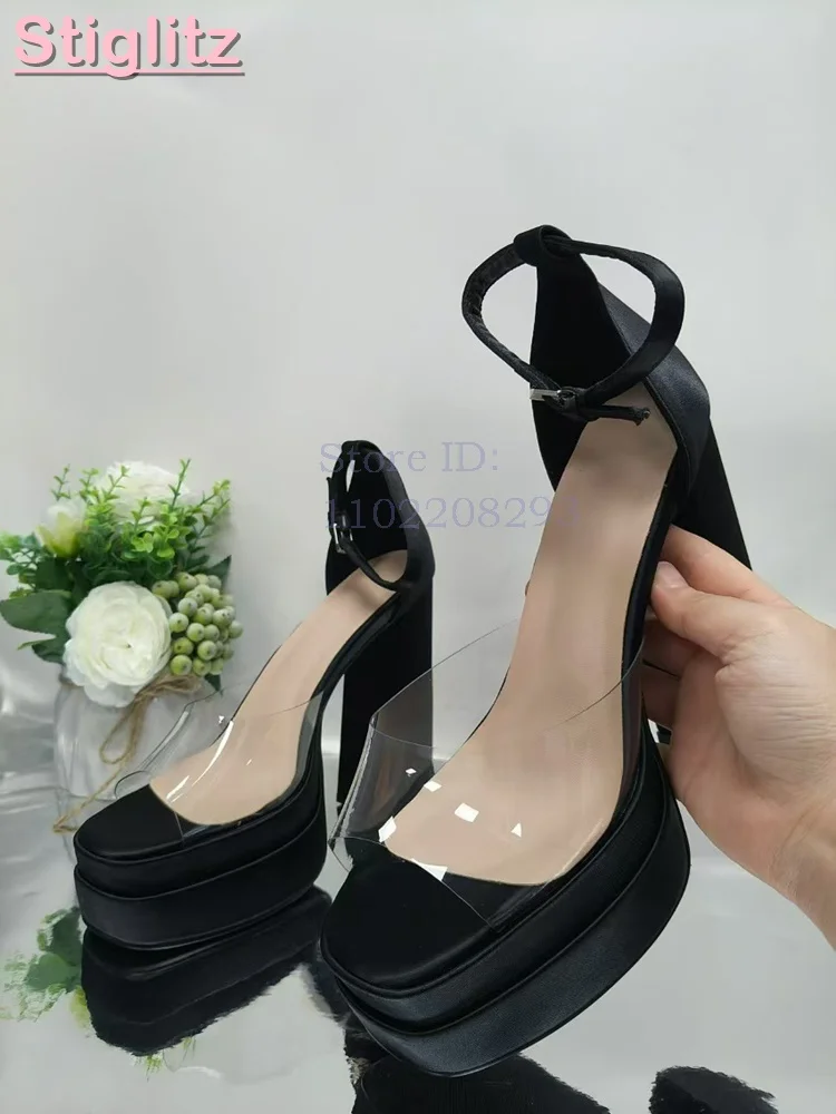 Sandales à talon épais en sati - Sandal Strappy Heeled avis et prix